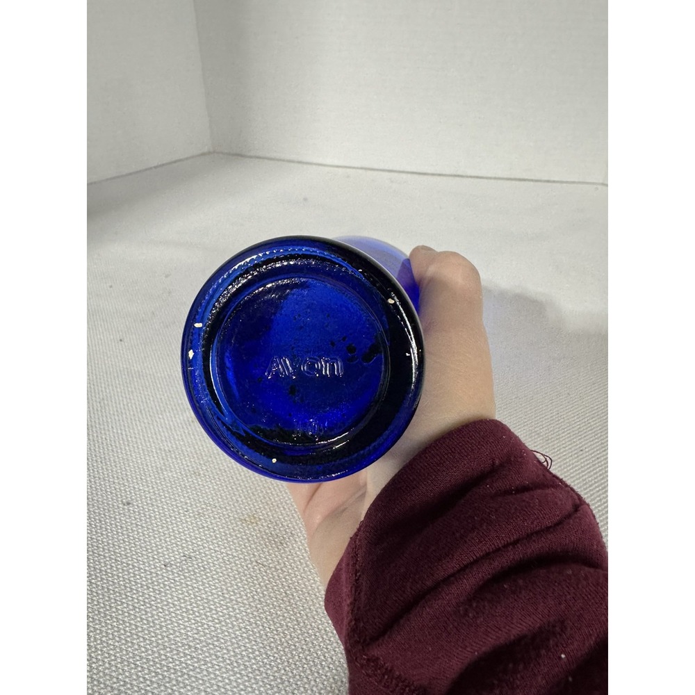 Vintage 1970s Avon Skin So Soft Cobalt Blue Bath Oil Decanter No Lid - Picture 8 of 10